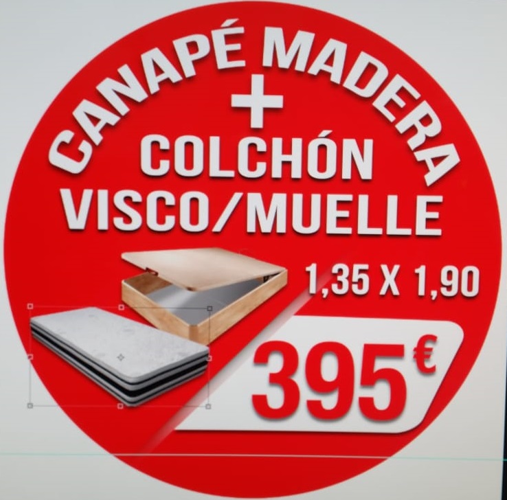 CANAPÉ MADERA+COLCHÓN VISCOELASTICO 135X190
